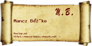 Mancz Béke névjegykártya
